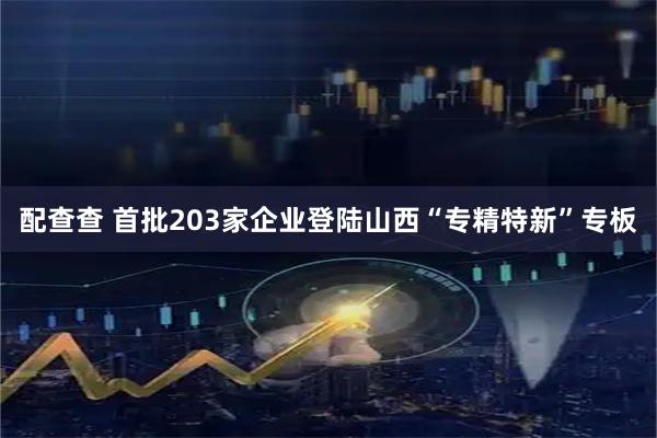 配查查 首批203家企业登陆山西“专精特新”专板